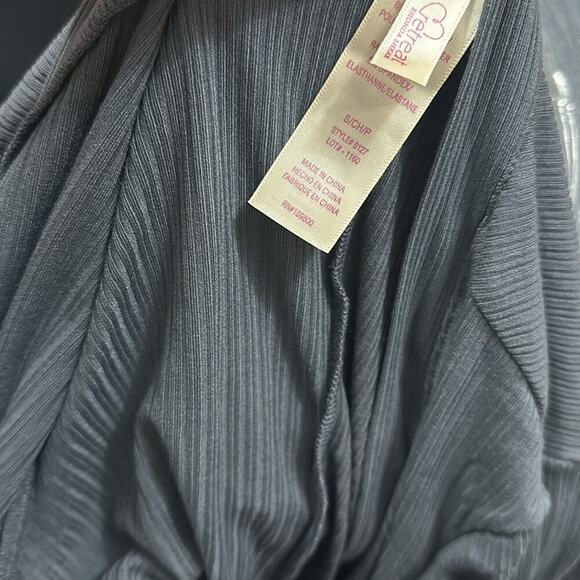 Retreat by Rhonda Shear Ribbed Knit Robe Duster Charcoal NWT Size S - Picture 2 of 4